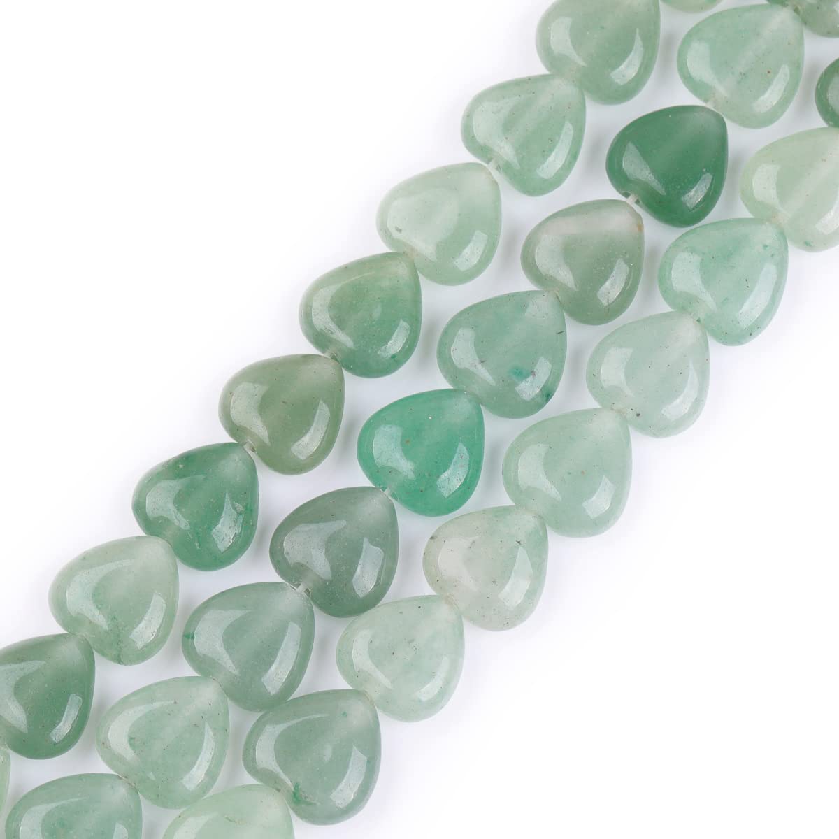 GEM-Inside 10mm Heart Charms Natural Green Aventurine Jade Stone Beads for Jewelry Making Full 15" Strand Power Energy Healing Chakra Stone Beads