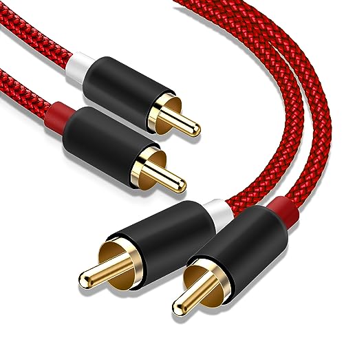 Goalfish RCA Cable, 4FT/1.2M 2-Male to 2-Male RCA Audio Cord Stereo Subwoofer Cable [2Pack, Hi-Fi Sound, Shielded] Auxiliary Cord for Home Theater, HDTV, Amplifiers, Hi-Fi Systems, Speakers,Red