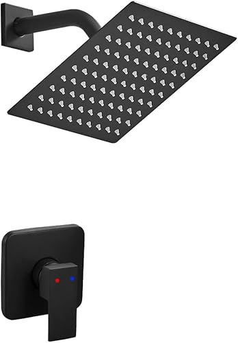 Miniatura 10 de Grifo de ducha de níquel cepillado, cabezal de ducha de lluvia, juego completo de ducha de baño, kit de molduras de ducha de una sola función