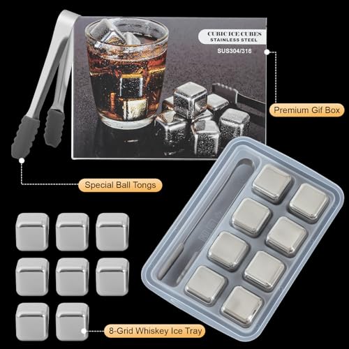 Cubos de Hielo Reutilizables de Acero Inoxidable 8Pcs miniatura 7