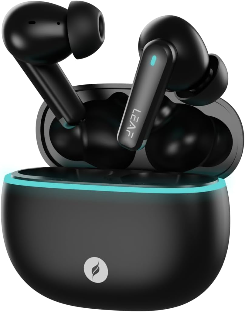 Buds X121 True Wireless Earbuds with Leaf AI Sound App, 30H Playtime, Quad Mic with ENC, 50ms Low Latency, Fast Charging(10min=200min), 10mm Driver, IPX4, Bluetooth v5.4 TWS (Carbon Black)