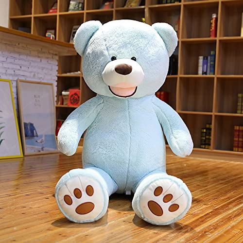 BEARS'HOMEぬいぐるみ くま クマ 熊 テディベア 抱き枕 クッション 特大 かわいい オシャレ お祝い (ブルー, 100cm)