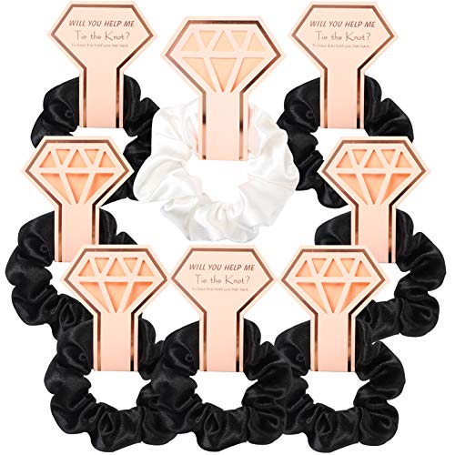 CUTERUI GIFTED Bachelorette Party Favors Hair Ties-8 Pcs Large Satin Hair Scrunchies for Bridesmaid Gifts,Bridal Shower Gifts or Wedding Favors