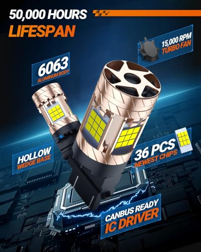 SEALIGHT 3157 LED Bulb, LED Reverse Light Bulb Anti Hyper Flashing, With Built in Resistor, 3200LM Super Bright White for Backup Reverse and Tail Blinker Brake Light, Plug N Play, Pack of 2 - Image 6