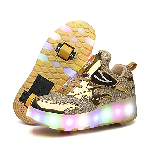 srder Chaussures de Skateboard USB Rechargeable LED Clignotante Chaussures à roulettes, 7 Colorés Roller Baskets Lumineuse avec Roues Sport Multisports Gymnastique Mode pour Garçons et Filles Enfants Cover
