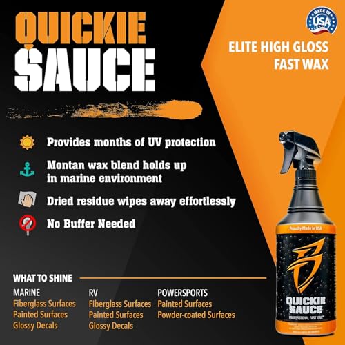 Image of Boat Bling Quickie Sauce Premium High-Gloss Fast Wax for Boats, 20 oz | Montan wax and sealant blend creates fast high-gloss marine protection on fiberglass, paint, gelcoat and decals