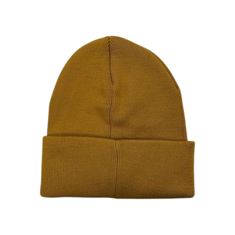 RefrigiWear Cappello Clark Hat B31918 B01406 Berretto Giallo Senape con Risvolto e Patch Logo Cuffia in Maglia Unisex