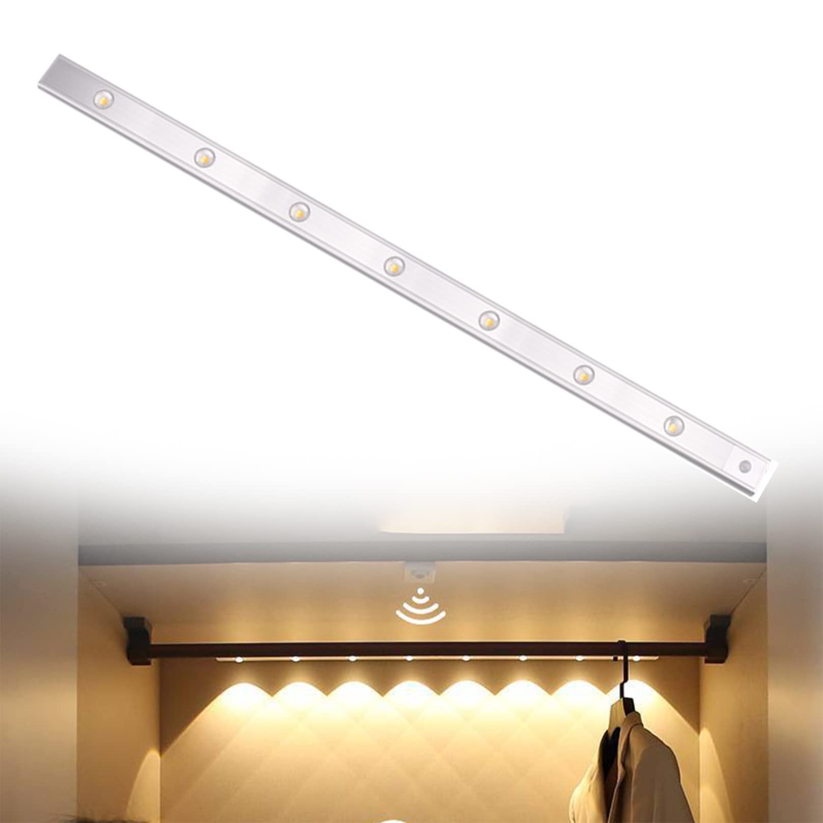 Biikoon Black Led Under Cabinet Lights Motion Sensor Lights Indoor Usb Rechargable Under Counter Lights 3 Colors Dimmable Led Closet Light Stick On Lights (Color : Size : 100Cm)