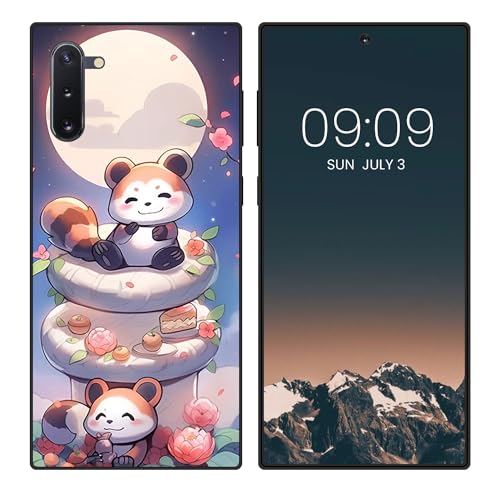 WUACYEAMING Funda Bonita para Samsung Galaxy Note10,Carcasa con Aesthetic Lindo Dibujos,Ultrafina Suave TPU Antigolpes Case Divertidas Diseño Negro-Pequeños Animales