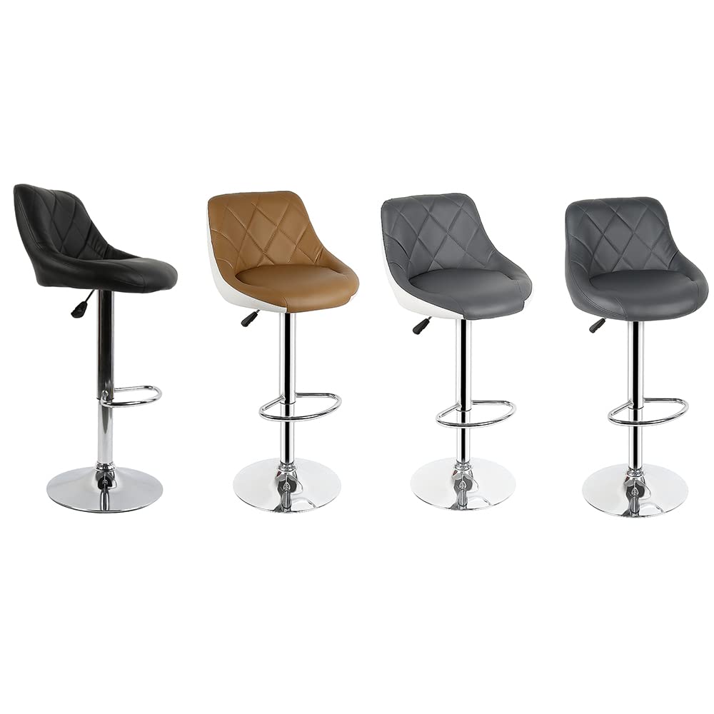 LANTUS 2 Sgabelli Da Bar Girevoli Moderni | Altezza Regolabile 63-83 Cm, Schienale Quadrato, Poggiapiedi, Similpelle Nero, 2 Pezzi - 2