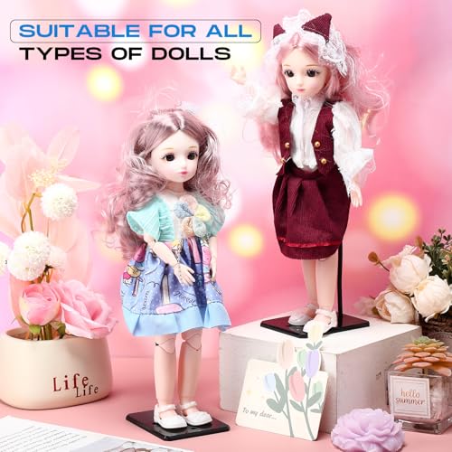 Image of Wonderjune 12 Pcs Action Figure Stands for 8 to 12 Inches Dolls Flexible Assembled Action Figure Display Holder with Adjustable Metal Support Arm Stands Base(Black)