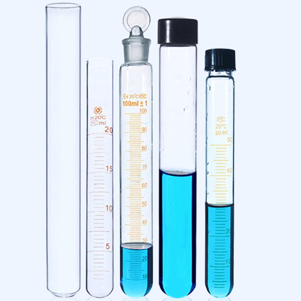 Tube à Essai En Verre Brun – 5 à 50 Ml, Fond Rond, Avec Bouchon, Sans Marque