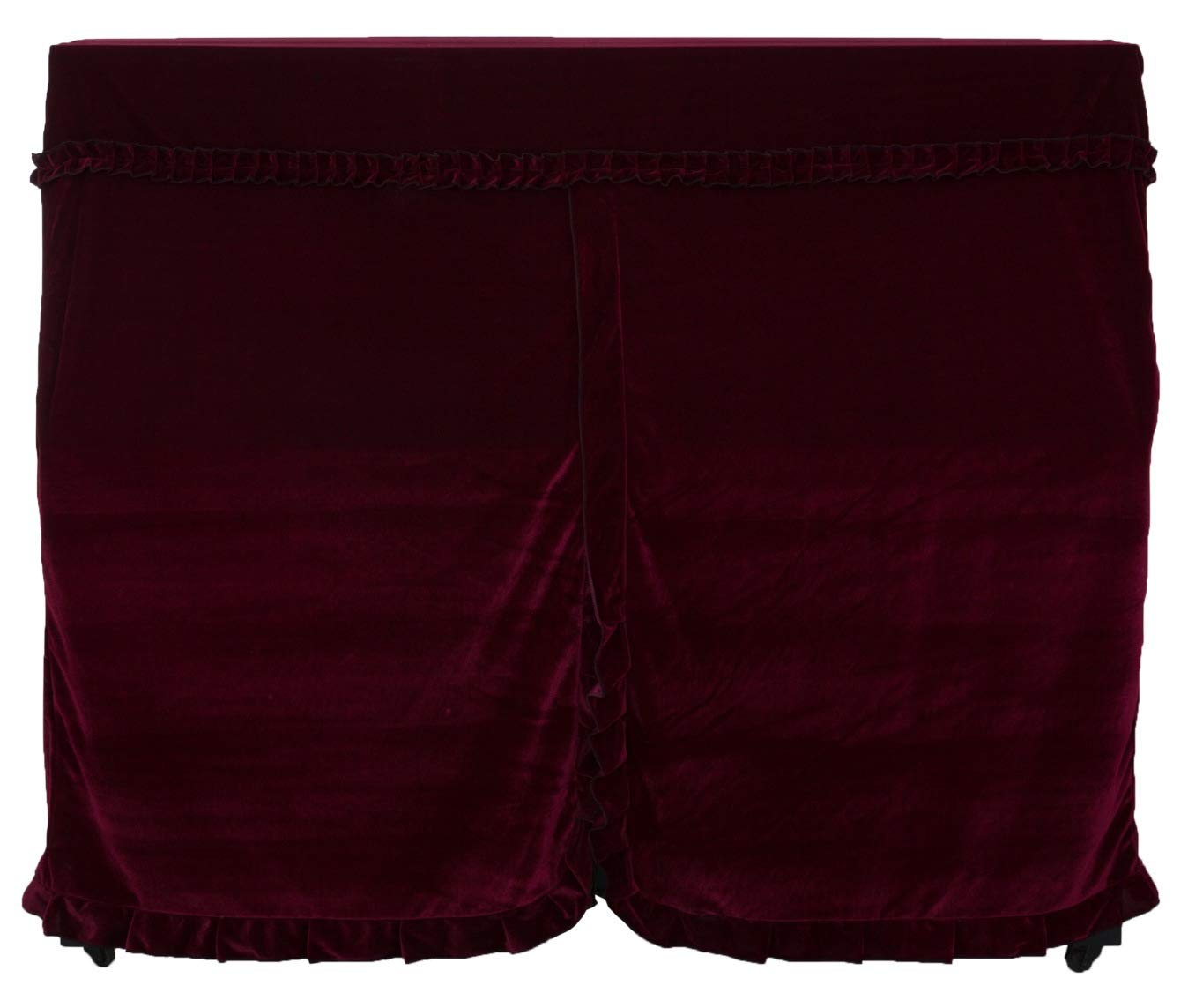 Copertura antipolvere per pianoforte in morbido velluto, decorata con macramè, colore vino rosso, universale, verticale, copertura completa