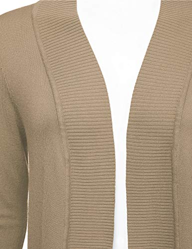 Jj Perfection Women's Open Front Knit Long Sleeve Pockets Sweater Cardigan Khaki 2X Plus Size #TOP3