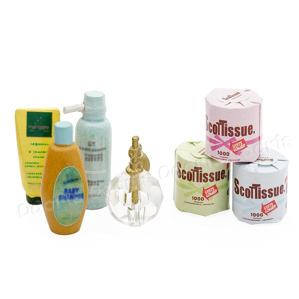 Odoria 1/12 Miniatuur Toiletpapier-3 rollen en Gezichtsreiniger Shampoo Douchegel Parfum Poppenhuis Accessoires Odoria 1/12 Miniatuur Toiletpapier-3 rollen en Gezichtsreiniger Shampoo Douchegel Parfum Poppenhuis Accessoires