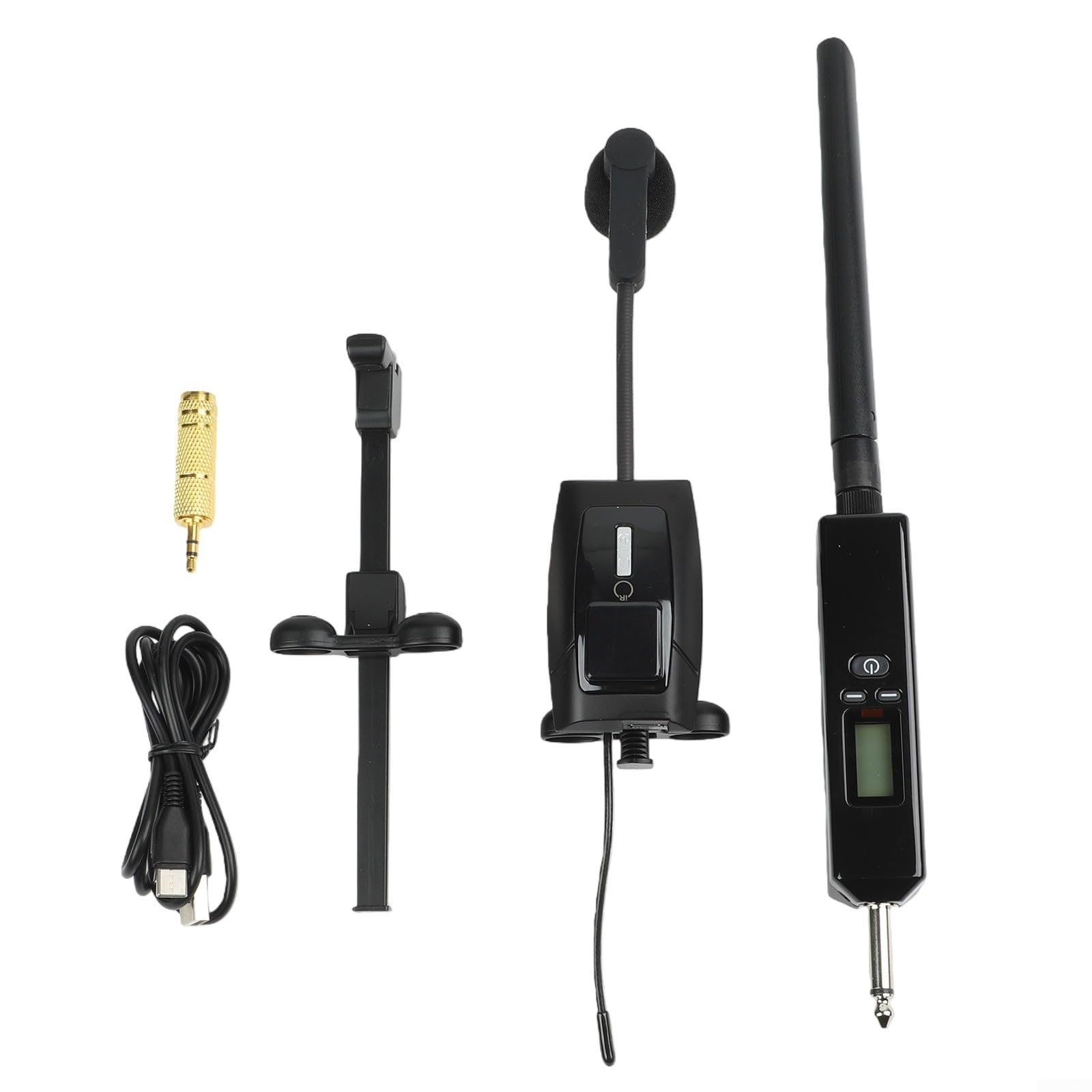 UHF - Sistema de micrófono inalámbrico para violín profesional, 30-20 kHz para respuesta de frecuencia para músicos, sala de conciertos, grabación, color negro