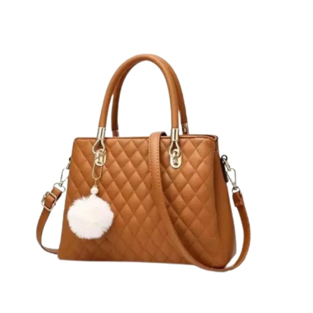 DIVYASTRI FASHION Quilted Satchel Handbag for Women with Pompom, Pink (Orange) (B0D9PKTRZS) Amazon Price History, Amazon Price Tracker