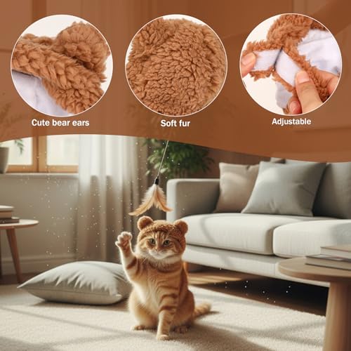 Süßes Katzenkostüm, Warmer Bärenhut, Süße Pandamütze für Katzen & Hunde, Weich, Verstellbar, Warm, Ideal Kleine Haustiere, Kostüm, Winterbekleidung für kleine Haustiere Welpen, Hunde (braun)
