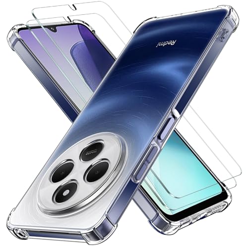 Los 8 mejores móviles por menos de 100 euros en 2025 18 COPIKE Funda Antigolpes para Xiaomi Redmi 14C / Redmi A4 / Poco C75 con 2 Piezas Cristal Templado y Protección de Cámara, Carcasa Silicona Suave TPU Anti-Choques, Transparente