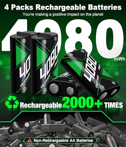 upgraded fast charging rechargeable battery packs with light control 4 x 4080mwh for xbox batteries with charger dock for xbox series xs one sxelite controllers christmas accessory