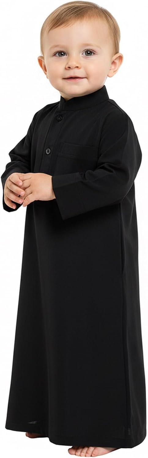 IWEMEK Toddler Baby Boy Muslim Thobe Prayer Robe Infant Kaftan Abaya Arabic Newborn Ramadan Outfit Dubai Islamic Clothing