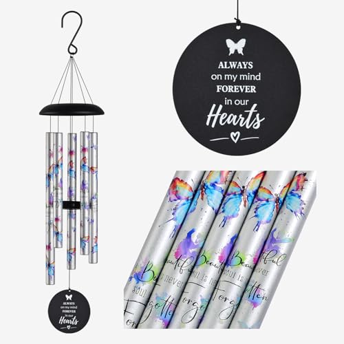 Suntimber Memorial Wind Chimes for Loss of Loved One,(Butterfly,35")