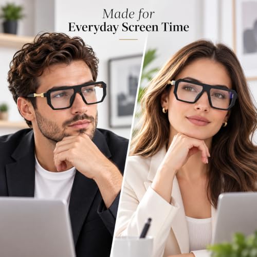 Image of Roshfort Blue Light Blocking Glasses, Computer Reading /Gaming /TV /Phones Glasses for Women Men,Anti Eyestrain & UV Glare