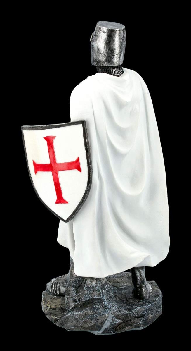 Bianco Cavalieri Templari Figura con Scudo e Spada Templari, Figura-Decorativa, Articolo Decorazione, Statua, Scultura, Mittelalter-Figur, H 30 CM
