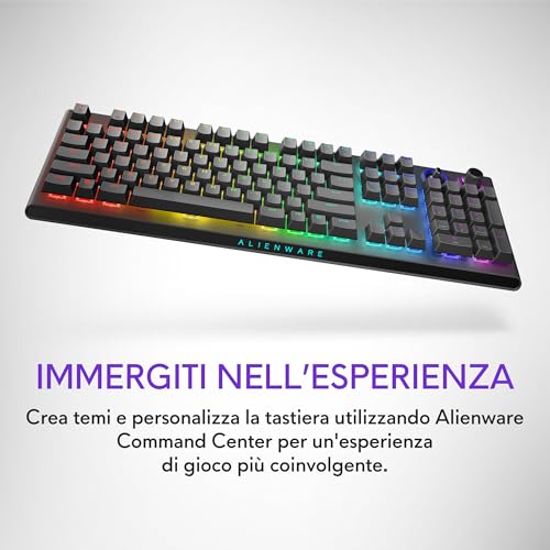 Alienware AW920K Tastiera Tri-Mode Wireless Gaming – Connettività Tri-Mode, Retroilluminazione AlienFX RGB, Switch CHERRY MX Red, Ricarica Magnetica, Qwerty Dark Side of the Moon - Tastiera gaming - Immagine 8