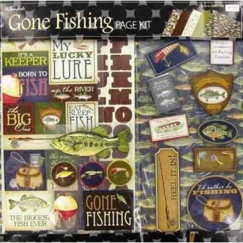 Gone Fishing 12x12 Page Kit, Lures, Fish, Bobbers,Trophies, Rod & Reels - //coolthings.us