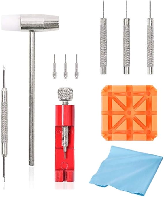 Amazon 腕時計修理セット 腕時計ベルト調整 腕時計修理ツール 腕時計修理工具セット 11点セット 時計バンド調整工具 腕時計バンド調整 キット 工具 パーツ サイズ調整 修理 耐久性 収納便利 工具 清掃用品 腕時計 通販