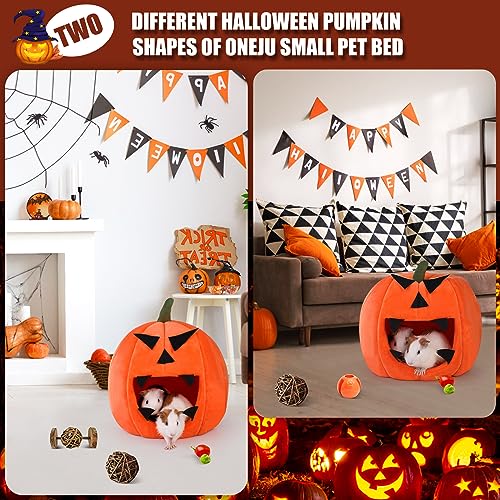 ONEJU Guinea Pig Hideout - Guinea Pig Bed, Halloween Style Small Pet Hides, Ideal Bed for Small Pets Pumpkin Shape, Orange - Image 2
