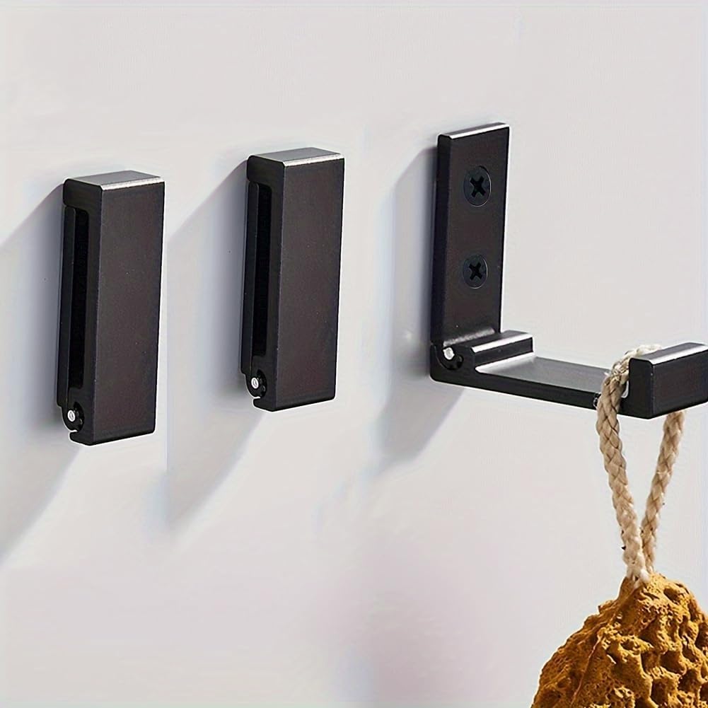 5Pcs Wall-Mounted Aluminum Alloy Folding Hangers, Black Rust-Resistant Heavy-Duty, with Screws for Clothes Towels Hats Bags Fitness Equipment, Lightweight Durable