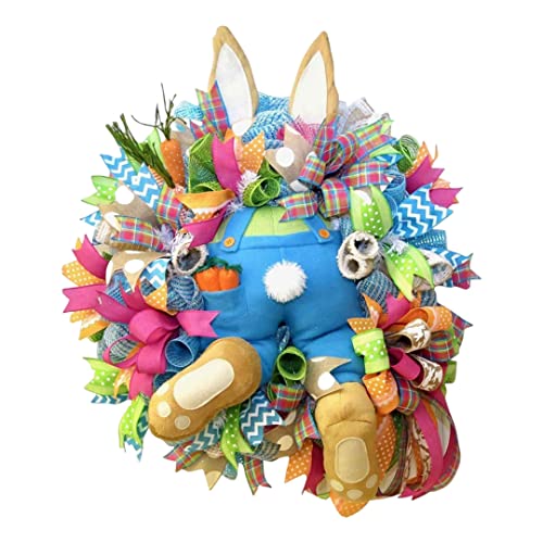 Couronne de Lapin de pâques, Couronne Carottes avec Oreilles, Ornements pâques Mignons pour la décoration Porte