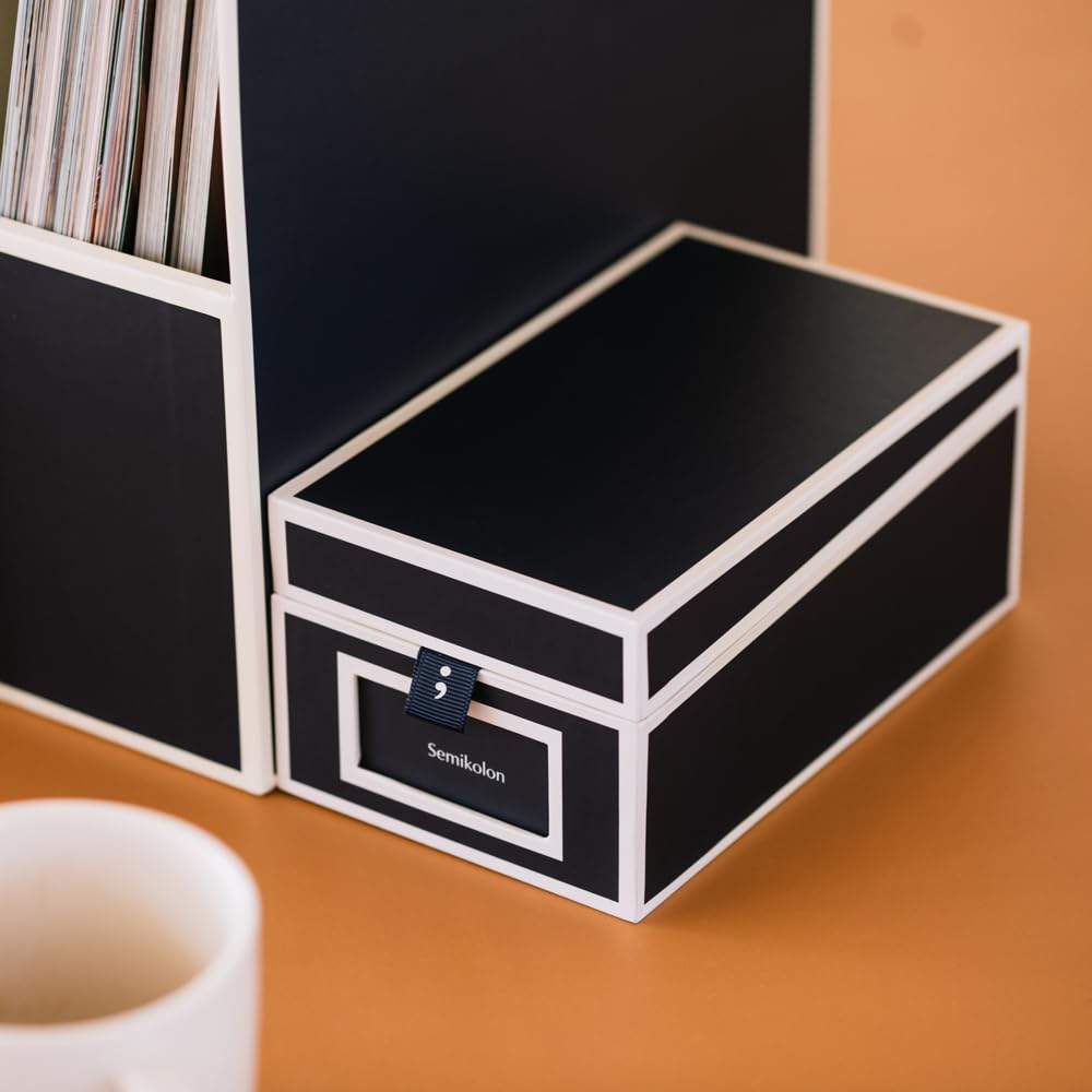 Semikolon 370085 Visitenkartenbox - alphabetisches Register - 10,5 x 18 x 8,3 cm - Business-Card-Box - lava stone grau