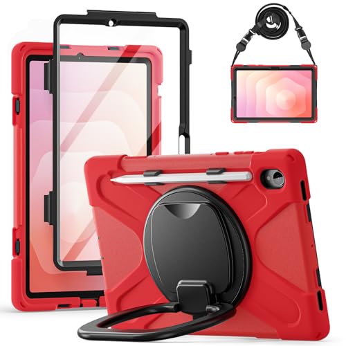 Coque Samsung Galaxy Tab S11 rouge antichoc avec film écran et support 360