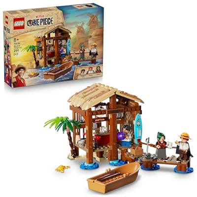 LEGO ONE Piece Windmühlendorf-Hütte - Spielzeug mit Boot  Jungen Ruffy  Shanks & Makino Minifiguren sowie Zubehör - inkl. Steckbrief - Anime-Geschenk für Jungen  Mädchen & Fans ab 8 Jahren - 75636