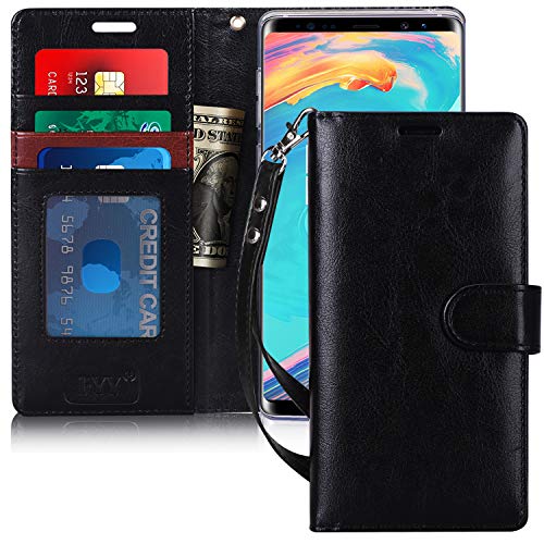 FYY Luxury PU Leather Wallet Case for Samsung Galaxy Note 9, [Kickstand Feature] Flip Phone Case Protective Cover with [Card Holder] [Wrist Strap] for Samsung Galaxy Note 9 Black New Mexico 