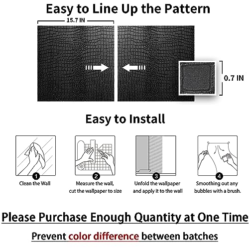 Kimhan Black Peel and Stick Wallpaper Removable Crocodile Wallpaper by Kimhan - Used condition - Image 4
