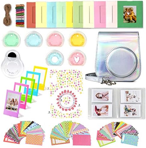 WOGOZAN Kit for Fujifilm Instax Mini 11 Instant Camera Accessories Bundle (Instax Camera Case/Album for Instax Mini Film/Selfie Mirror/Photo Frames/Photo Stickers & More) (Magic Silver)