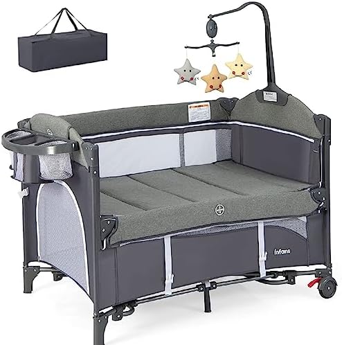 Costway Height Adjustable Bedside Sleeper Baby Crib With Storage Bag 0 6 Months Gray - View #5