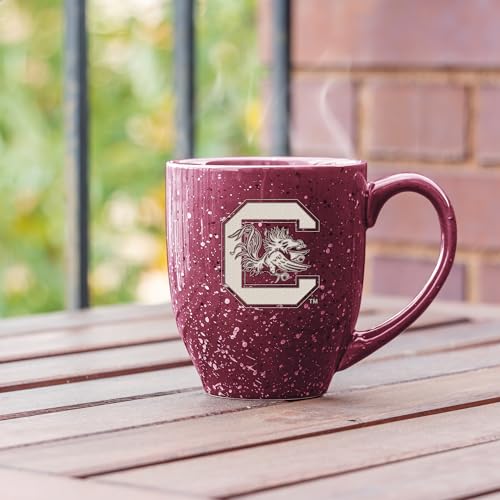 Image of Rico Industries NCAA South Carolina Gamecocks Maroon Personalized 16 oz Team Color Laser Engraved Speckled Ceramic Coffee Mug