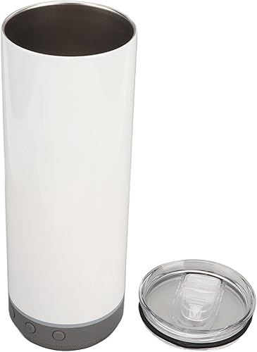 Miniatura 9 de Vaso de sublimación de 20 onzas, tazas aisladas de acero inoxidable 304, termos de doble pared al vacío desmontable con altavoz Bluetooth y luces
