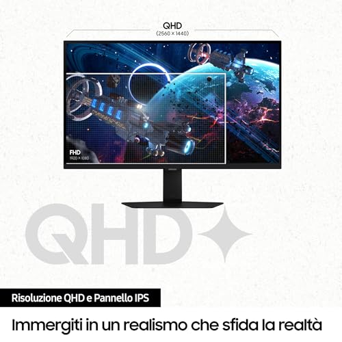 Gaming Odyssey G5 (S27DG502), Flat, 27", 2560x1440 (QHD), IPS, 180Hz, 1 ms, AMD FreeSync, Adaptive Sync, HDMI, Display Port, Ingresso Audio, HAS, Pivot, Flicker Free - Monitor - Immagine 2
