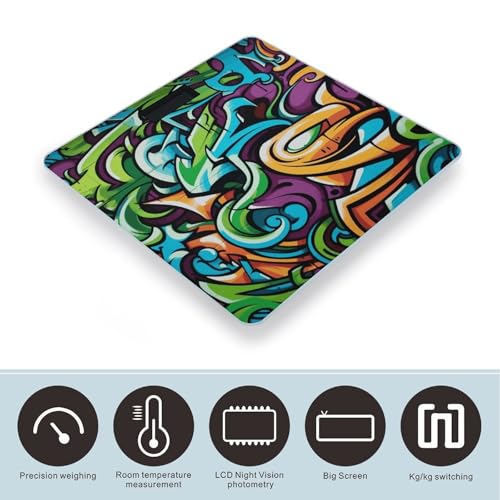 Báscula digital para baño de vidrio templado con diseño graffiti miniatura 3