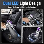 Aspirateur de voiture portatif sans fil, Aspirateurs à main & 22000 Souction de haute puissance Pa Air Duster pour le nettoyage de voiture, la maison, le bureau, les cheveux d'animaux de compagnie, filtre lavable, LED lampe