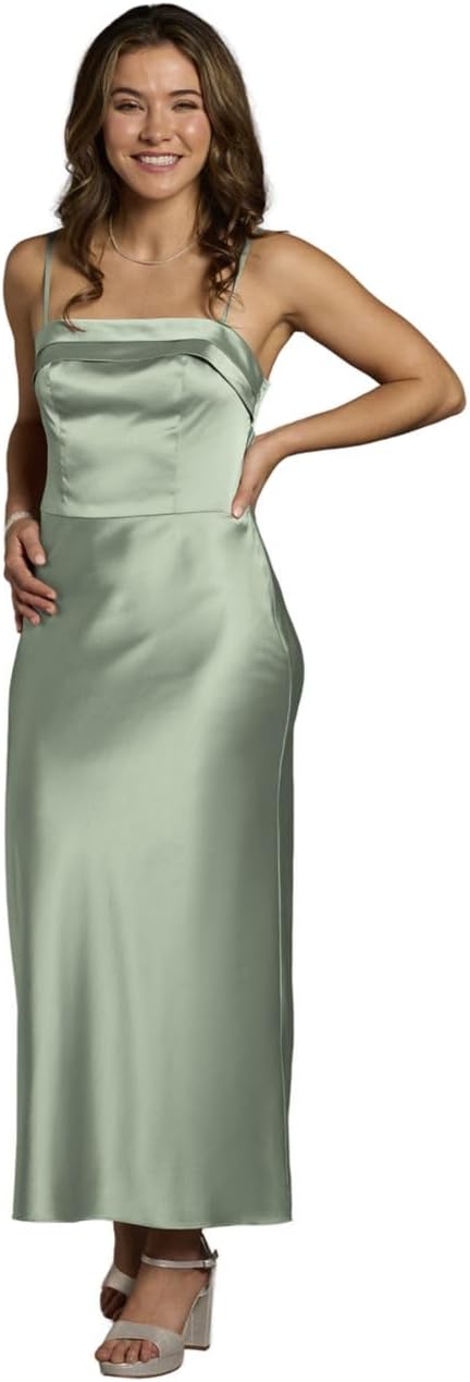David's Bridal Charmeuse Spaghetti Strap Sheath Dress