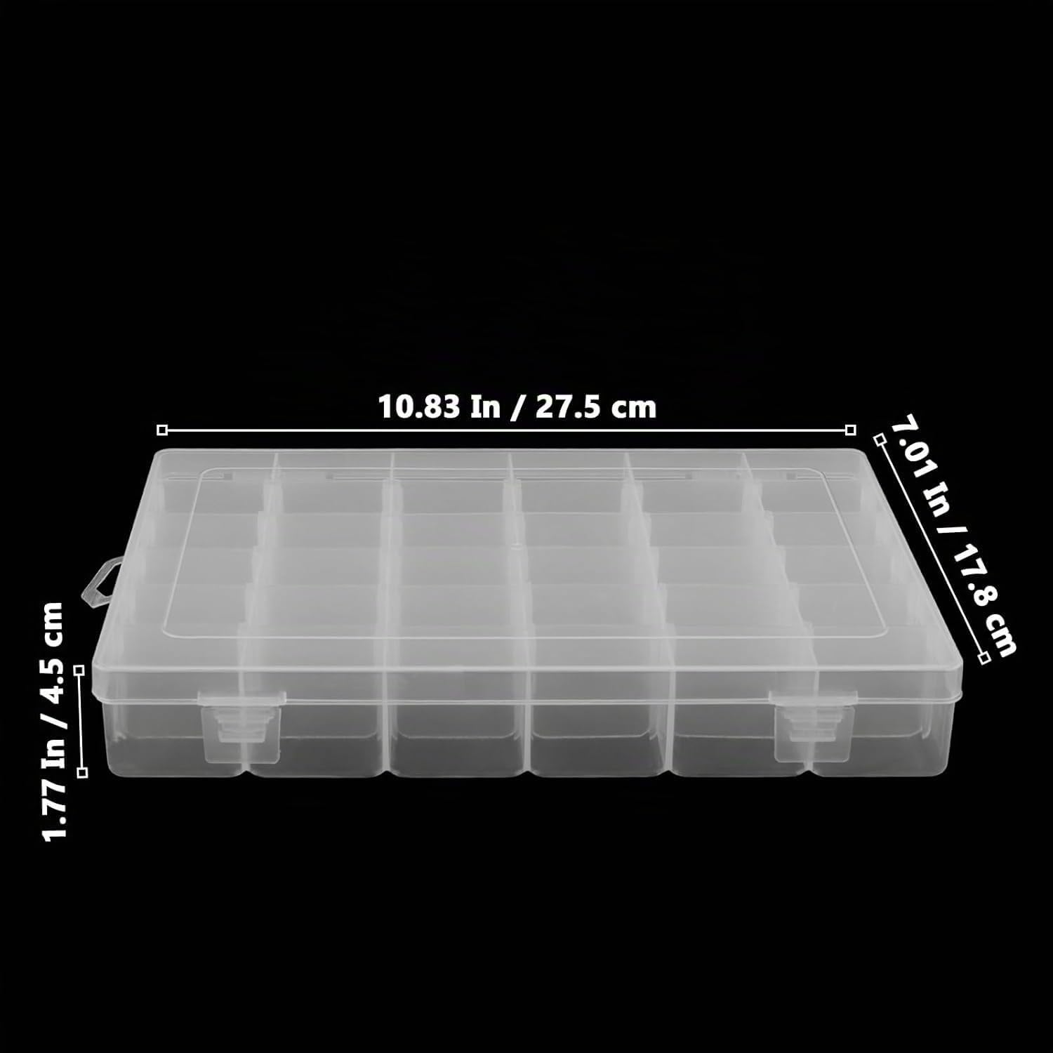6 Pezzi Scatola con 36 Scomparti, Scatole Portaoggetti Plastica 27.5 x 17.8 cm, con Divisori Regolabili, Contenitore Transparenti per Perline, Snack, Orecchini