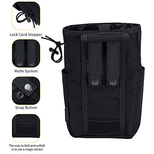 Excellent Elite Spanker Molle Dump Pouch Drawstring Magazine Utility Pouch Folding Dump Pouch Waist Bag(Black) #TOP2