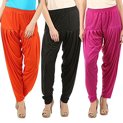 Image of Buy That Trendz Patiyala Pants for Women 3 Combo Patiyala Salwar Harem Viscose Bottoms Pants for Women